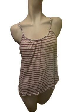 Old Navy Pink and White Striped Spaghetti Strap Tank